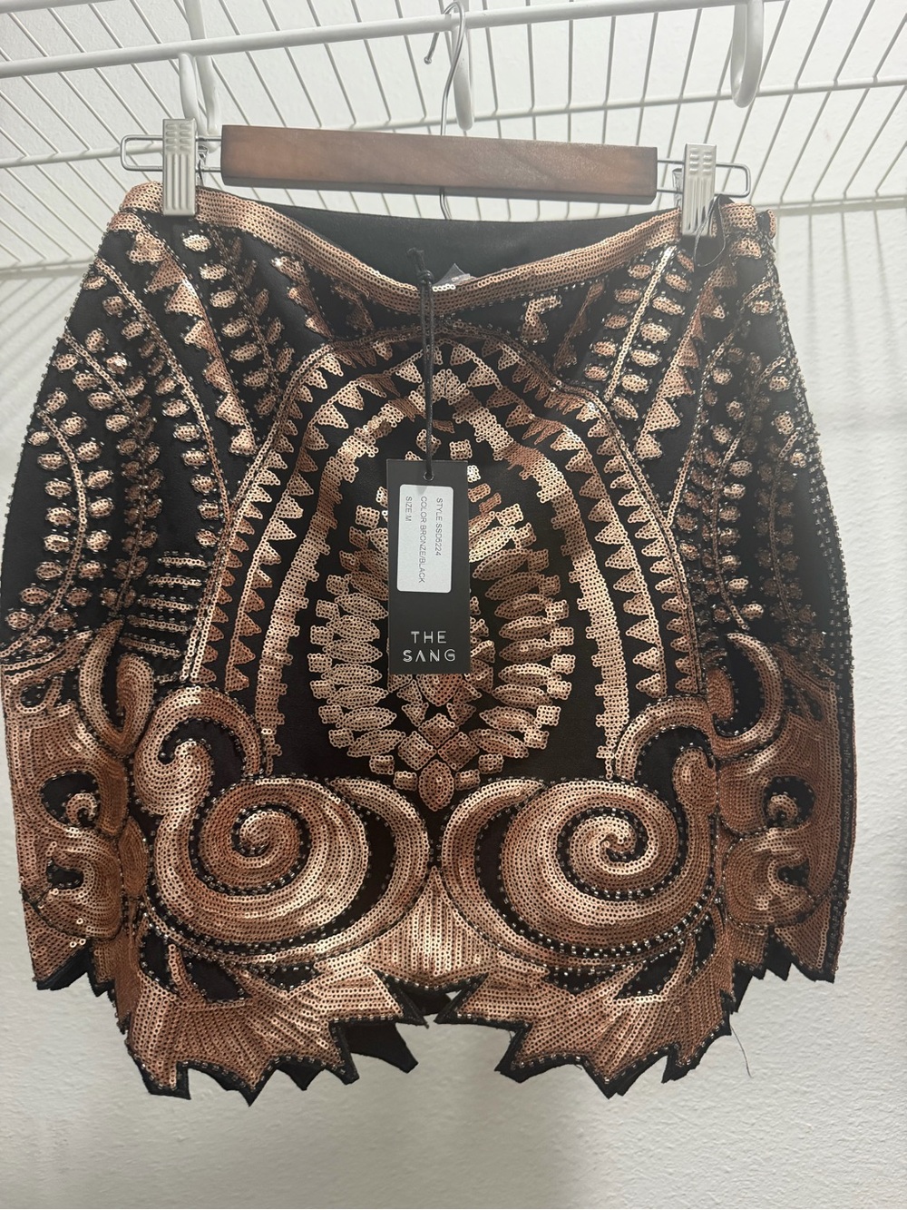 Black Mini Skirt with Rose Gold Sequin Embellishment
